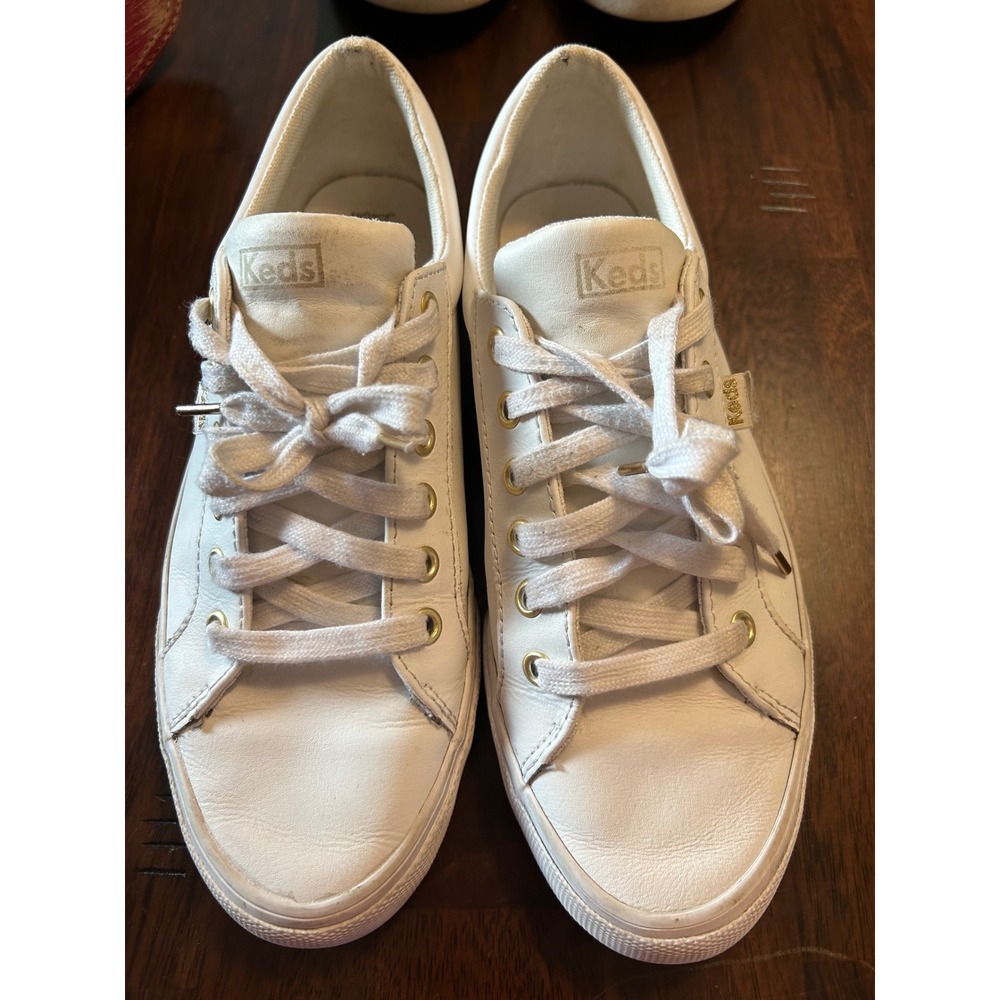 Keds Kickstart White Leather Low Top Sneakers Gold Hardware‎ WH63681 Womens 9.5